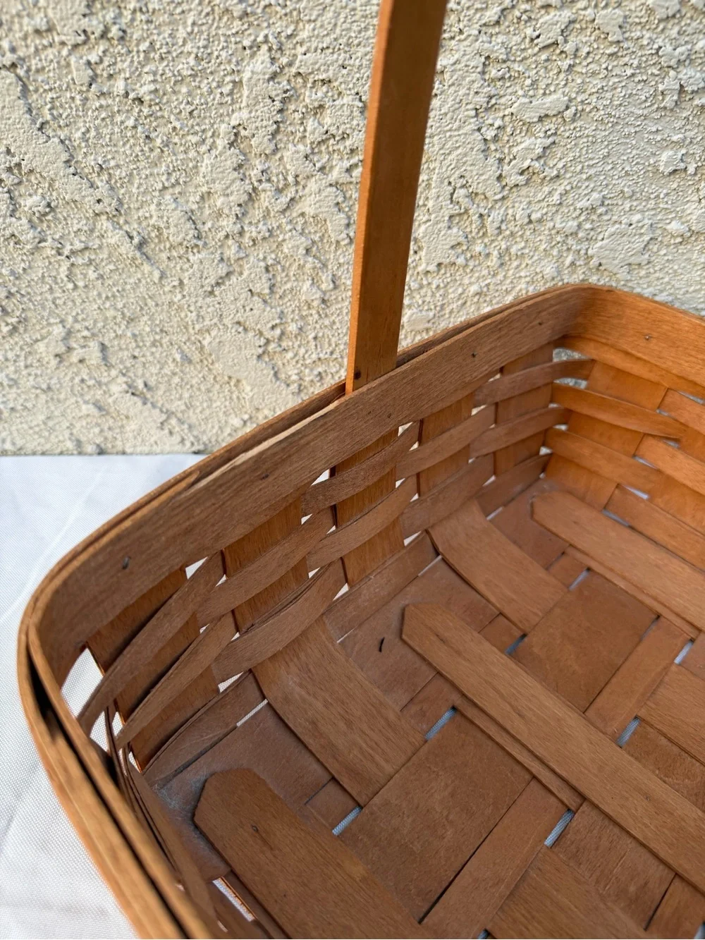Longaberger 12” Pie Basket 1991 Square Basket with Stationary Handle
